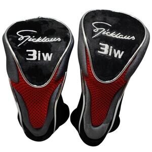 Jack Nicklaus Embroidered 3iw Hybrid/Rescue Golf Club Head Covers Black Red Gray